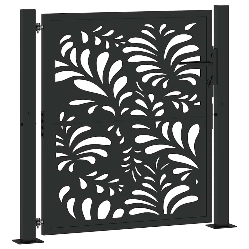 vidaXL Cancello Giardino Nero 105x106 cm in Acciaio Design Ondulato