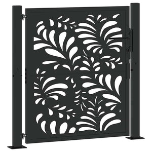 vidaXL Cancello Giardino Nero 105x106 cm in Acciaio Design Ondulato