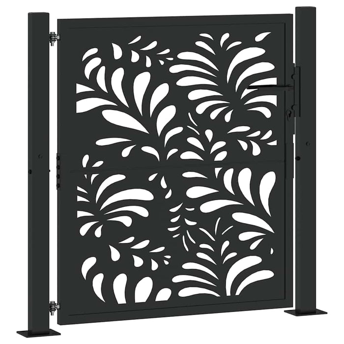 vidaXL Cancello Giardino Nero 105x106 cm in Acciaio Design Ondulato