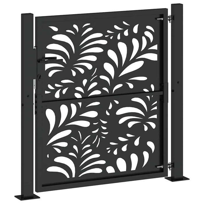 Cancello Giardino Nero 105x106 cm in Acciaio Design Ondulato 4100969