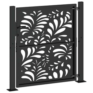 vidaXL Cancello Giardino Nero 105x106 cm in Acciaio Design Ondulato