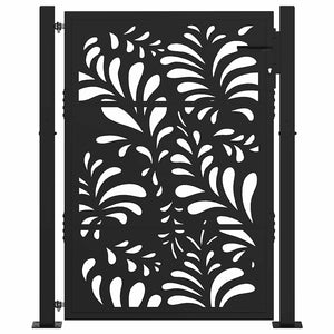 vidaXL Cancello Giardino Nero 105x130 cm in Acciaio Design Ondulato
