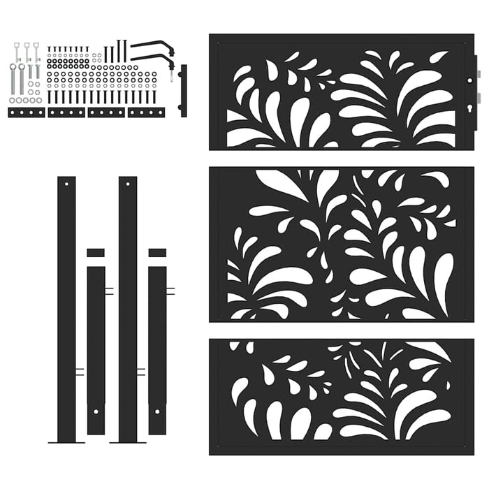 Cancello Giardino Nero 105x130 cm in Acciaio Design Ondulato 4100970