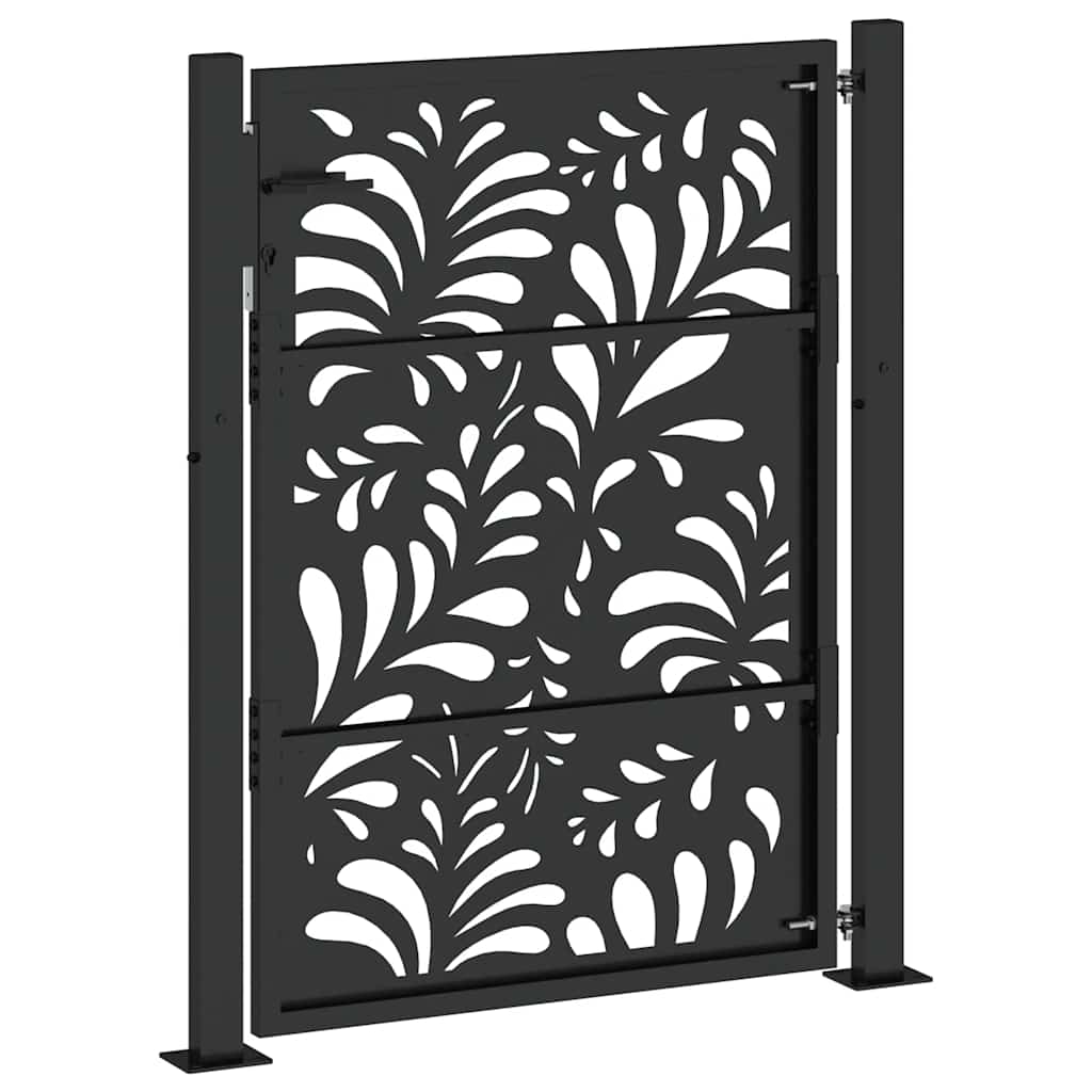 Cancello Giardino Nero 105x130 cm in Acciaio Design Ondulato 4100970