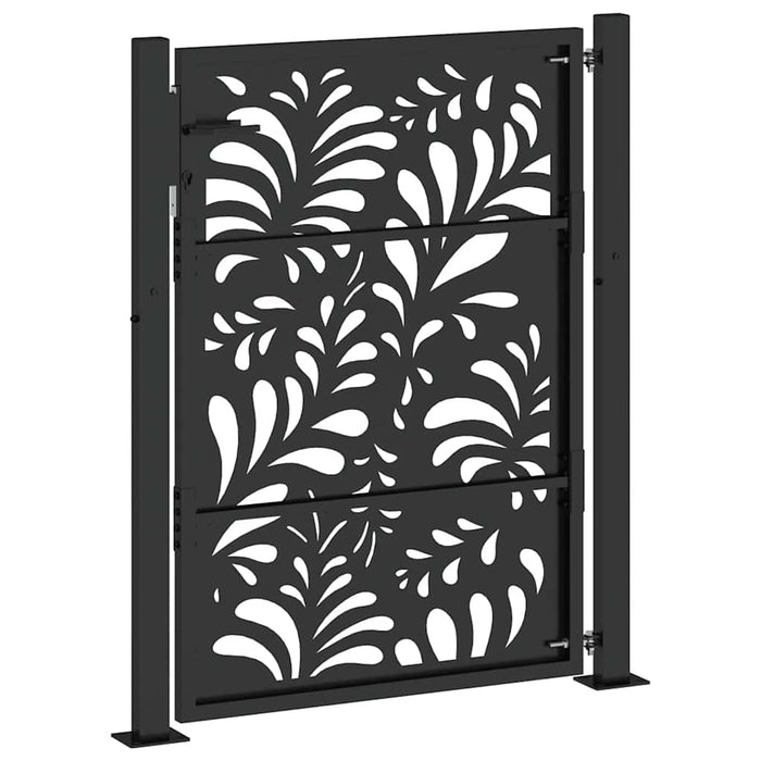Cancello Giardino Nero 105x130 cm in Acciaio Design Ondulato 4100970