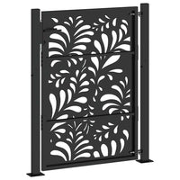 vidaXL Cancello Giardino Nero 105x130 cm in Acciaio Design Ondulato