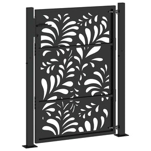 vidaXL Cancello Giardino Nero 105x130 cm in Acciaio Design Ondulato