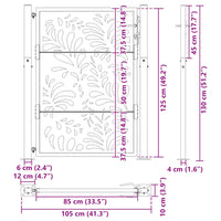 vidaXL Cancello Giardino Nero 105x130 cm in Acciaio Design Ondulato
