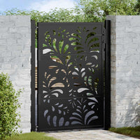 vidaXL Cancello Giardino Nero 105x130 cm in Acciaio Design Ondulato
