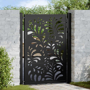 vidaXL Cancello Giardino Nero 105x130 cm in Acciaio Design Ondulato