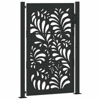 vidaXL Cancello Giardino Nero 105x155 cm in Acciaio Design Ondulato