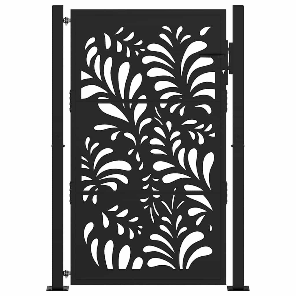 vidaXL Cancello Giardino Nero 105x155 cm in Acciaio Design Ondulato