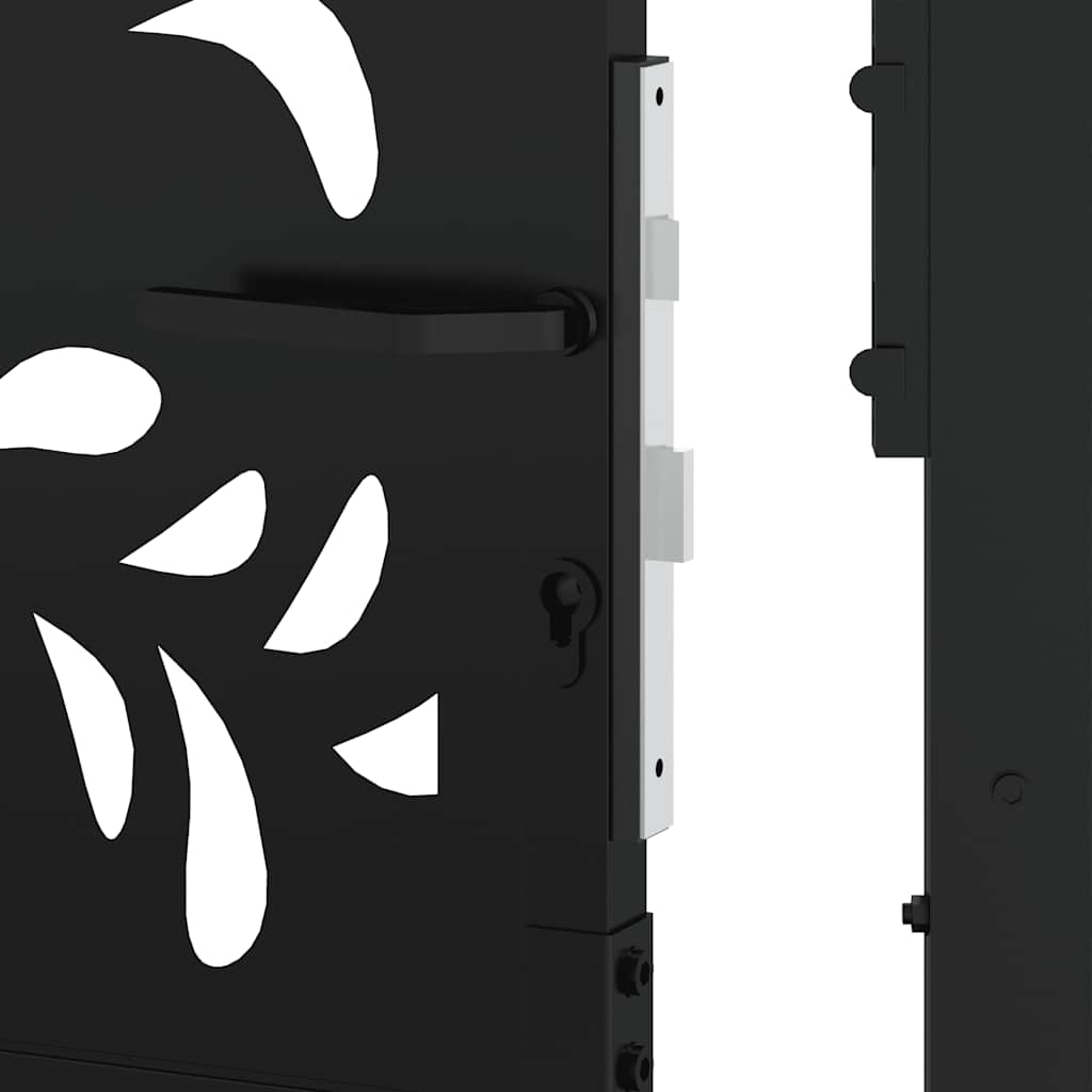 vidaXL Cancello Giardino Nero 105x180 cm in Acciaio Design Ondulato