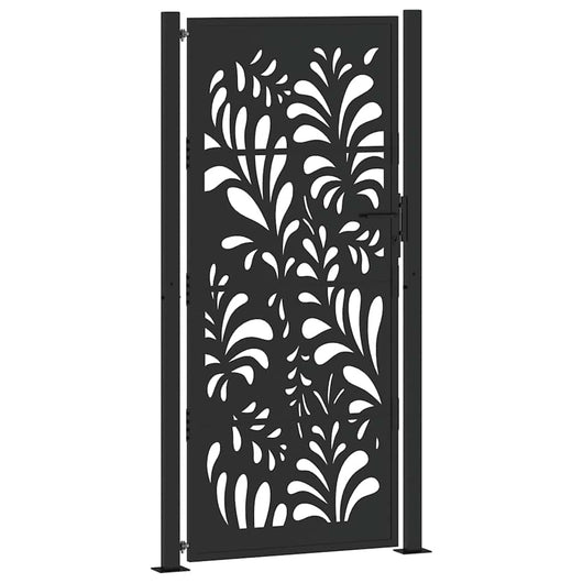 vidaXL Cancello Giardino Nero 105x205 cm in Acciaio Design Ondulato
