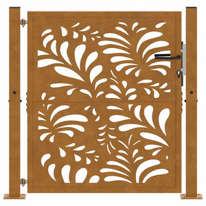 Cancello da Giardino 105x105 cm Acciaio Corten Design Ondulato