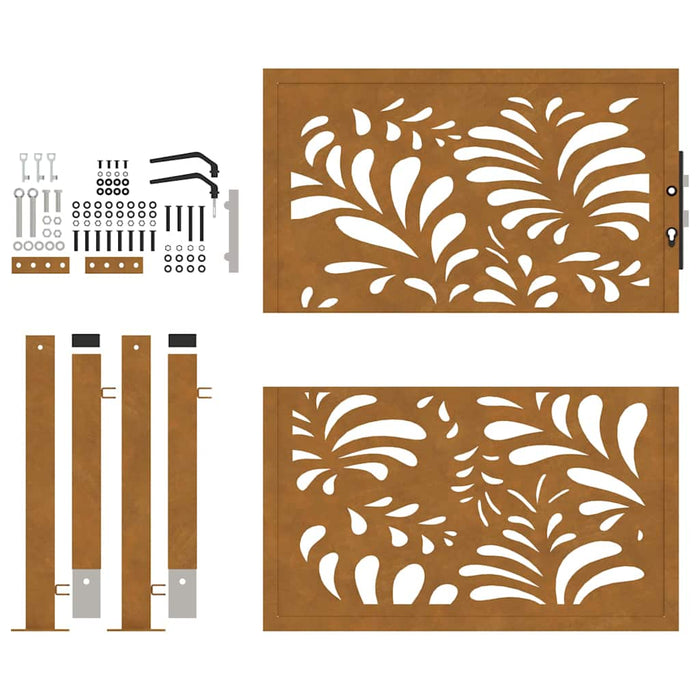 Cancello da Giardino 105x105 cm Acciaio Corten Design Ondulato 4100974