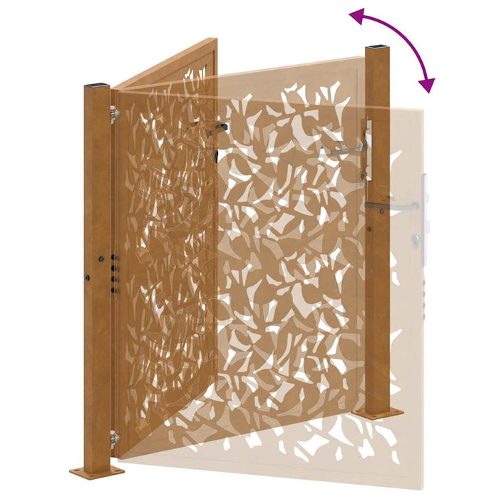 Cancello da Giardino 105x105 cm Acciaio Corten Design Ondulato
