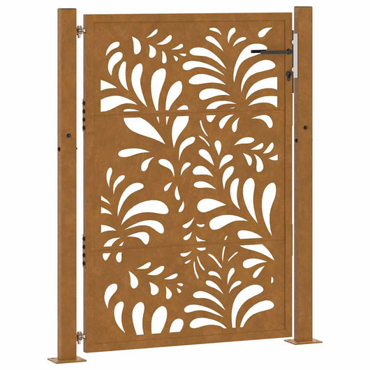 Cancello da Giardino 105x130 cm Acciaio Corten Design Ondulato