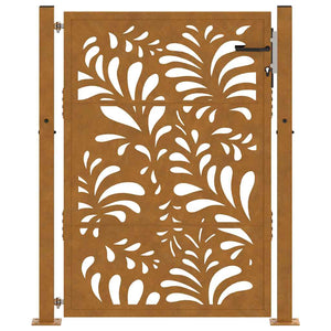 Cancello da Giardino 105x130 cm Acciaio Corten Design Ondulato 4100975