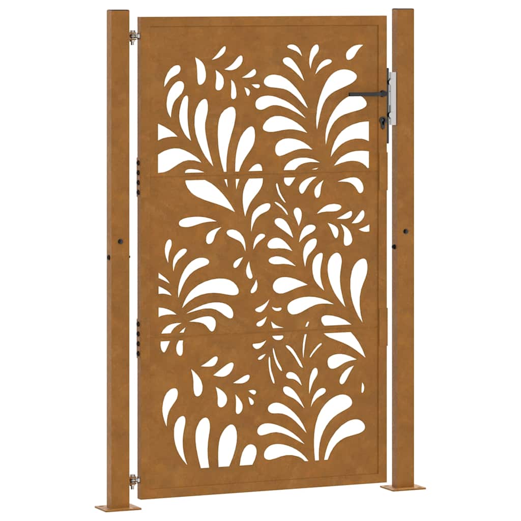 Cancello da Giardino 105x155 cm Acciaio Corten Design Ondulato