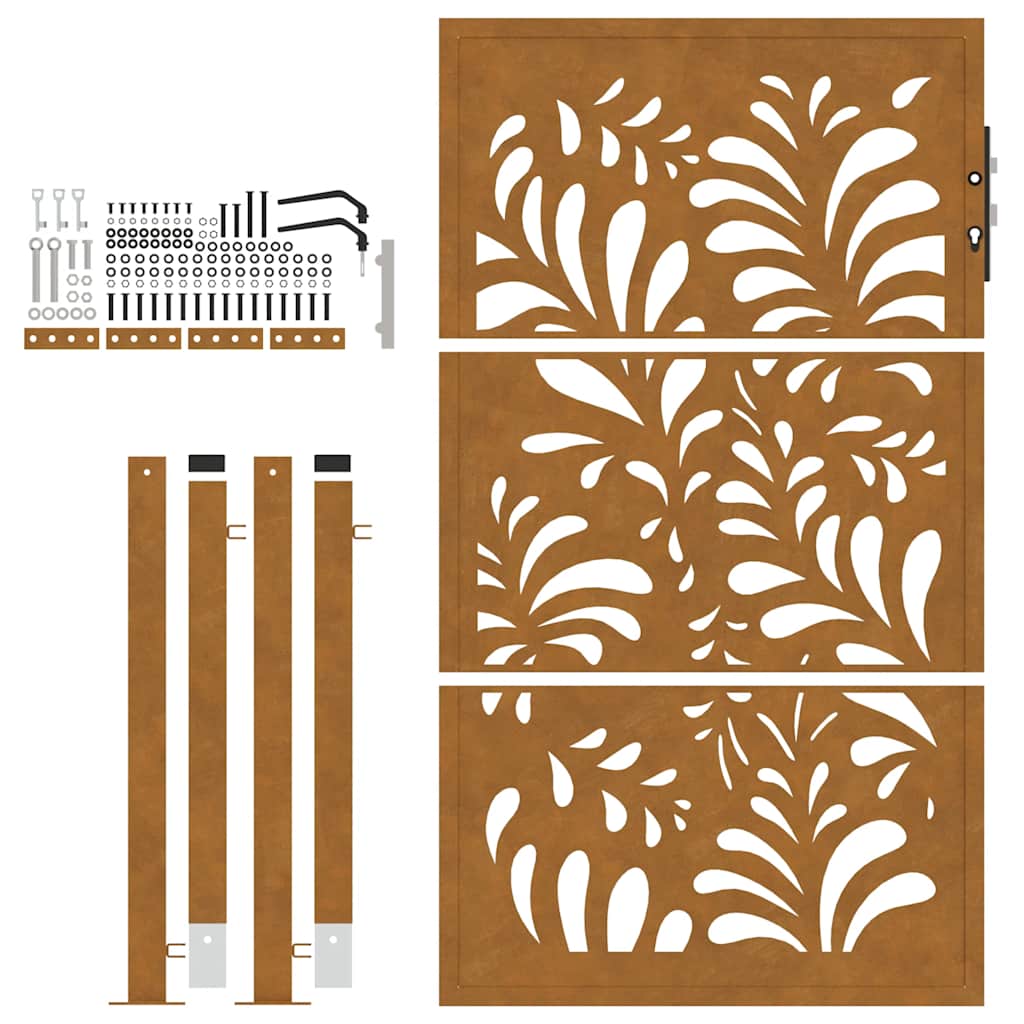 Cancello da Giardino 105x155 cm Acciaio Corten Design Ondulato 4100976