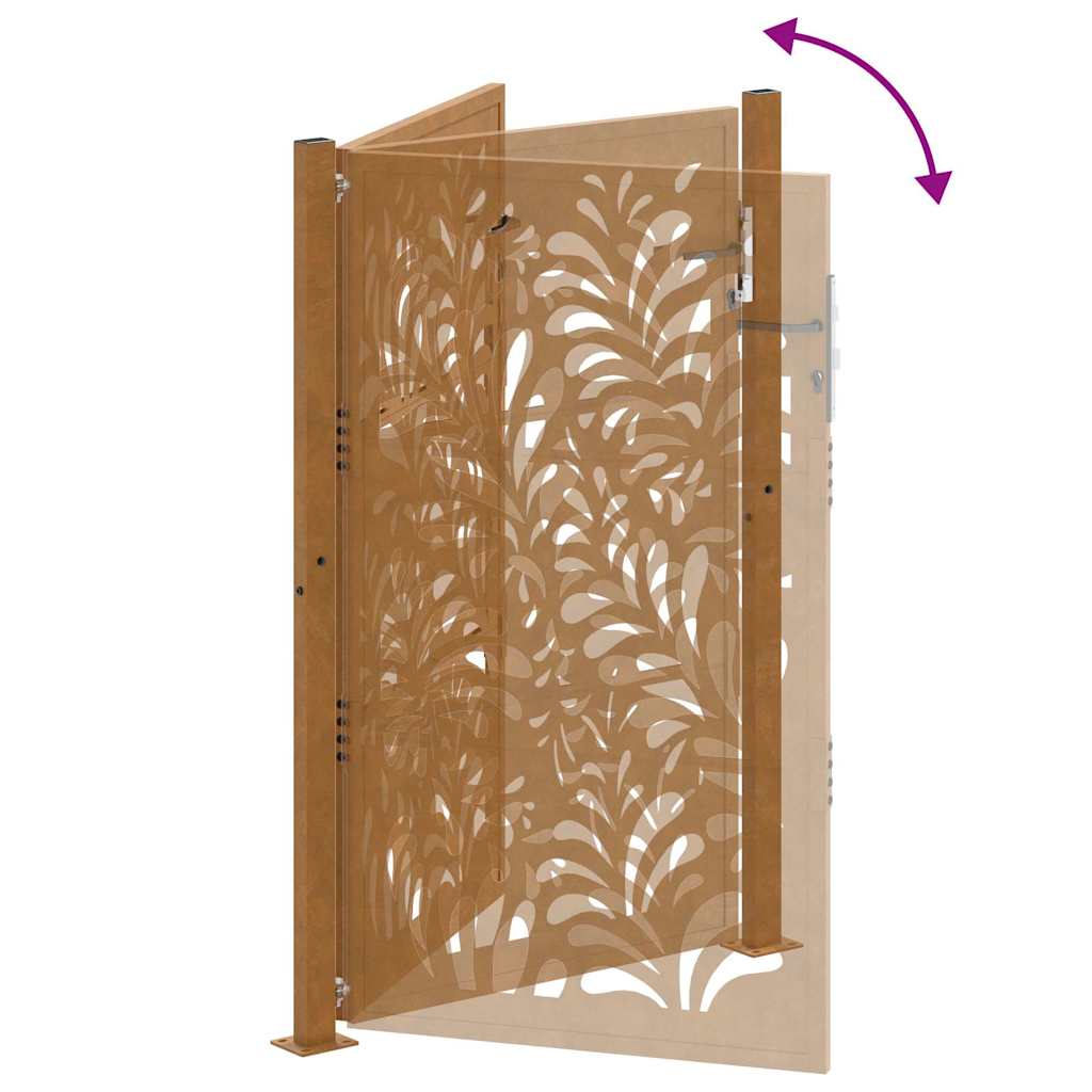 Cancello da Giardino 105x155 cm Acciaio Corten Design Ondulato