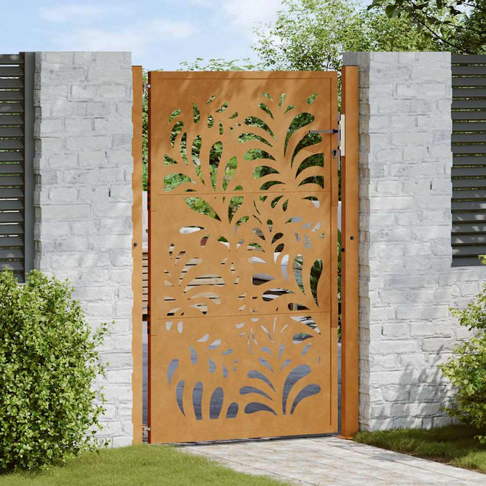 Cancello da Giardino 105x155 cm Acciaio Corten Design Ondulato