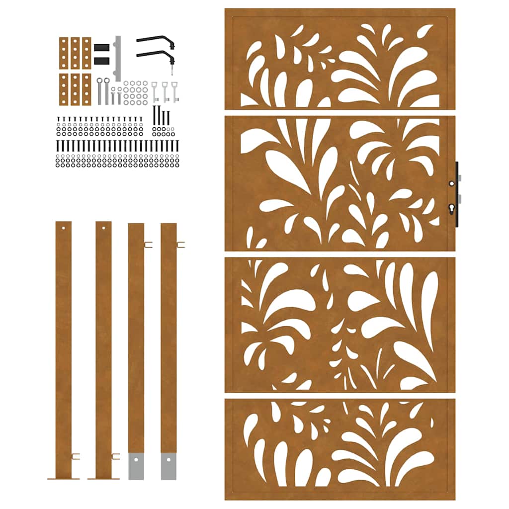 Cancello da Giardino 105x180 cm Acciaio Corten Design Ondulato