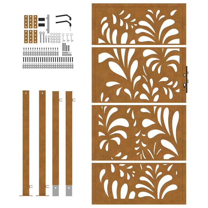 Cancello da Giardino 105x180 cm Acciaio Corten Design Ondulato 4100977