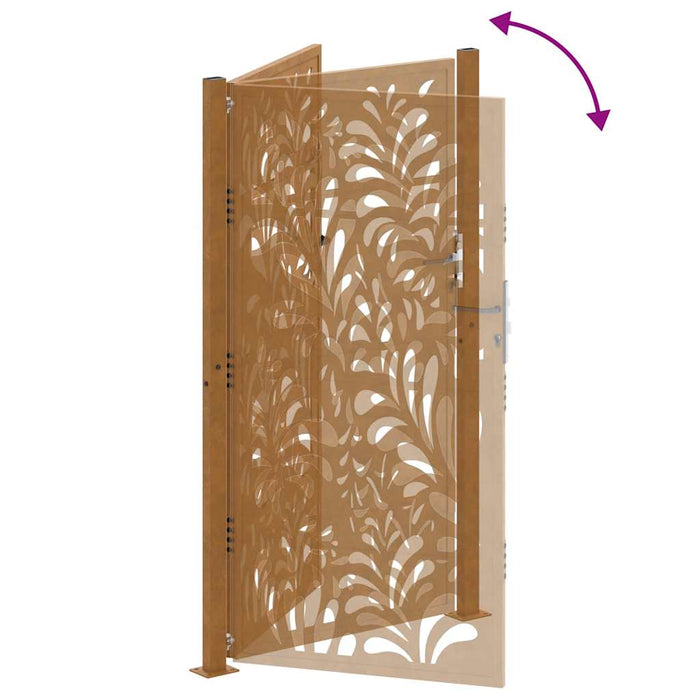 Cancello da Giardino 105x180 cm Acciaio Corten Design Ondulato