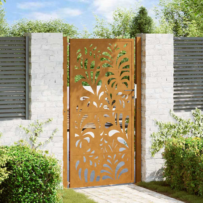 Cancello da Giardino 105x180 cm Acciaio Corten Design Ondulato