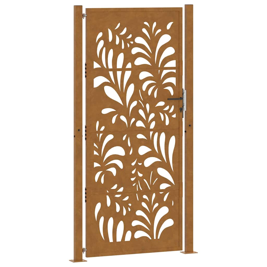 vidaXL Cancello da Giardino 105x205 cm Acciaio Corten Design Ondulato