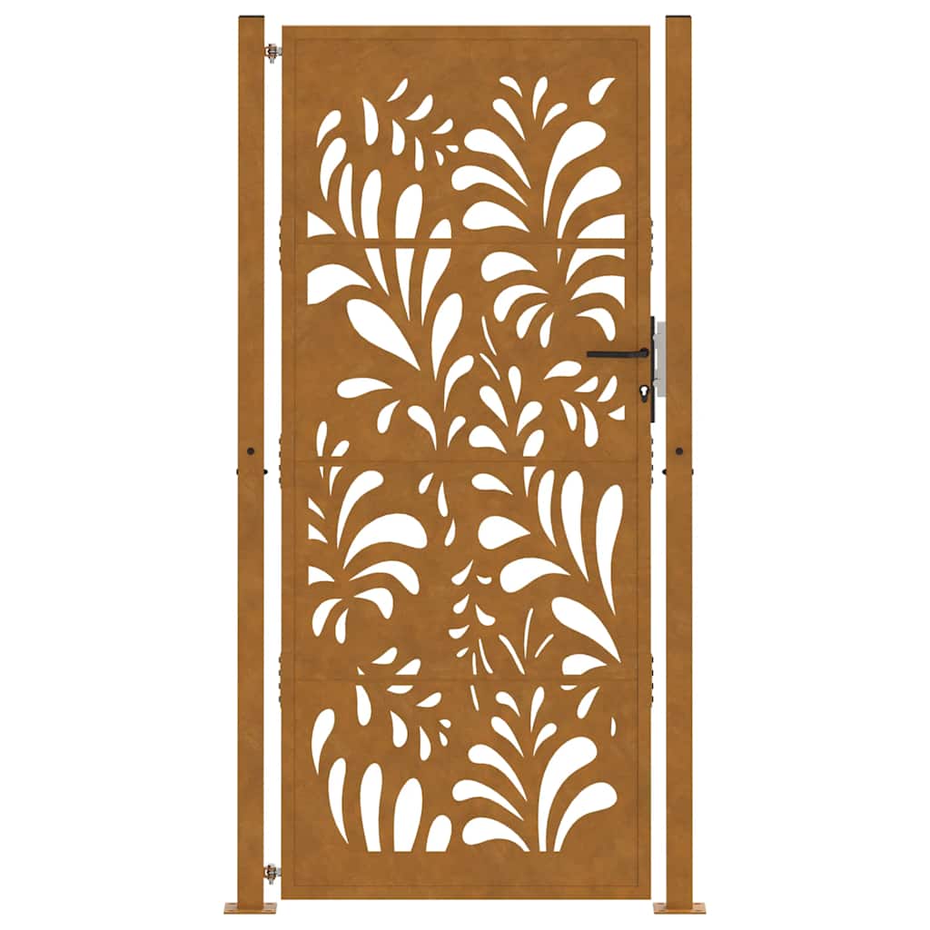 Cancello da Giardino 105x205 cm Acciaio Corten Design Ondulato 4100978