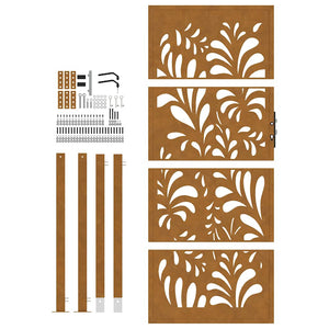 vidaXL Cancello da Giardino 105x205 cm Acciaio Corten Design Ondulato