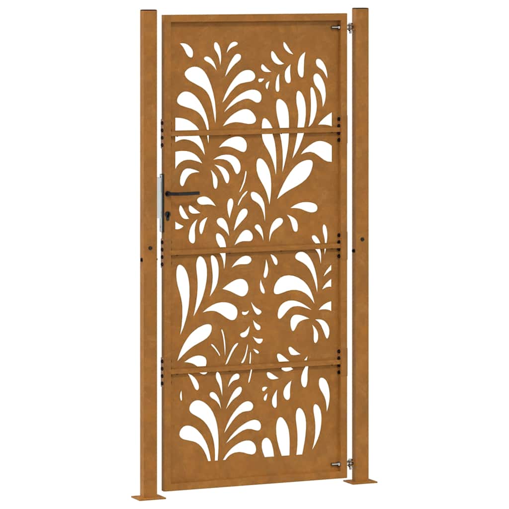 vidaXL Cancello da Giardino 105x205 cm Acciaio Corten Design Ondulato
