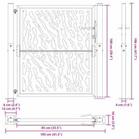 vidaXL Cancello Giardino Nero 105x106 cm in Acciaio Design a Traccia