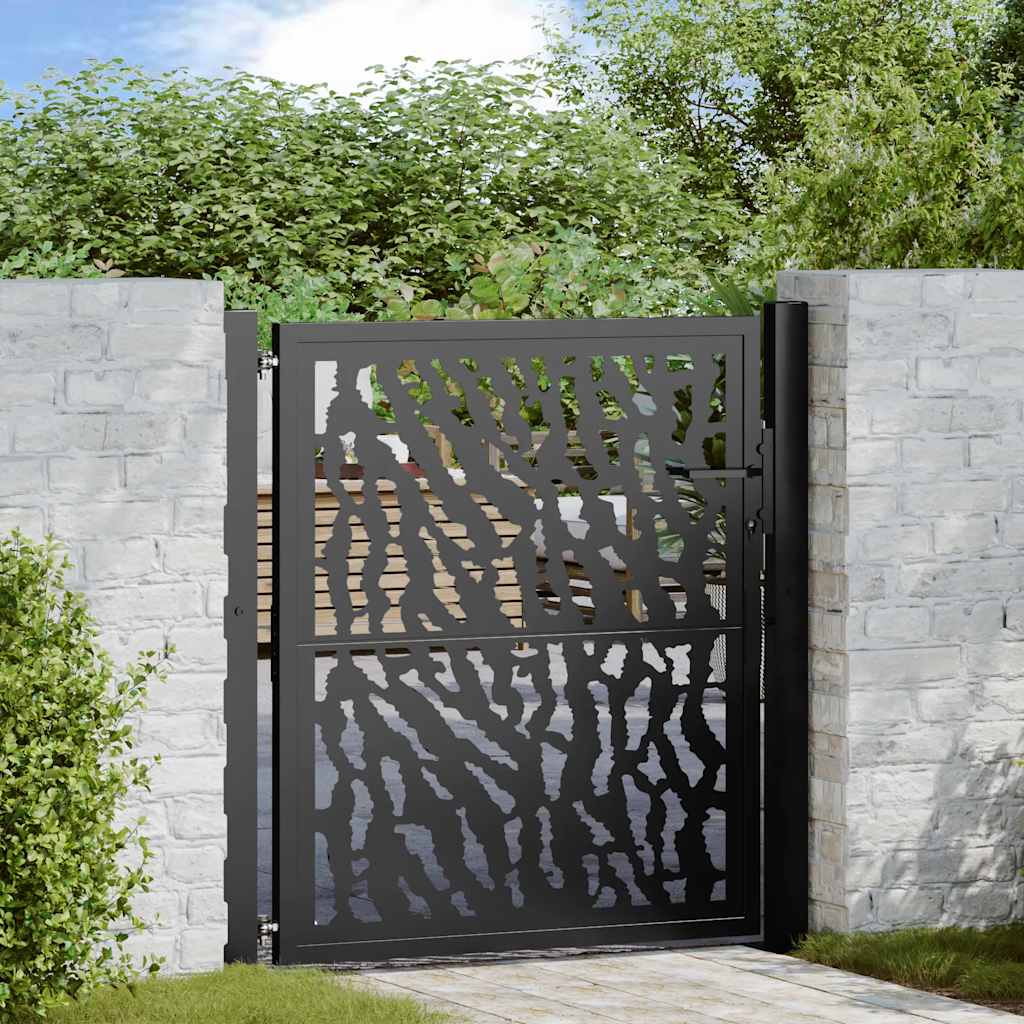 vidaXL Cancello Giardino Nero 105x106 cm in Acciaio Design a Traccia