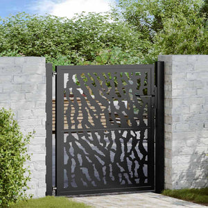 vidaXL Cancello Giardino Nero 105x106 cm in Acciaio Design a Traccia