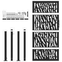 Cancello Giardino Nero 105x180 cm in Acciaio Design a Traccia 4100982