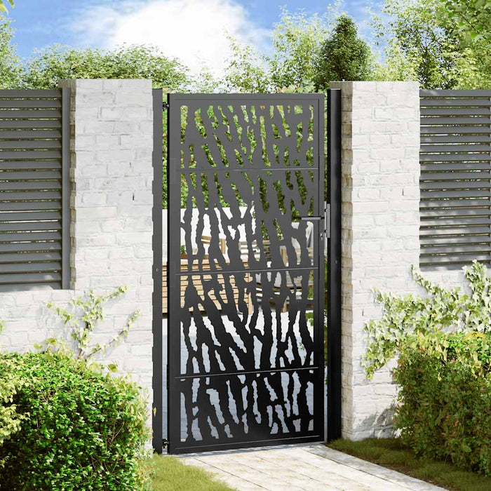 Cancello Giardino Nero 105x180 cm in Acciaio Design a Traccia 4100982