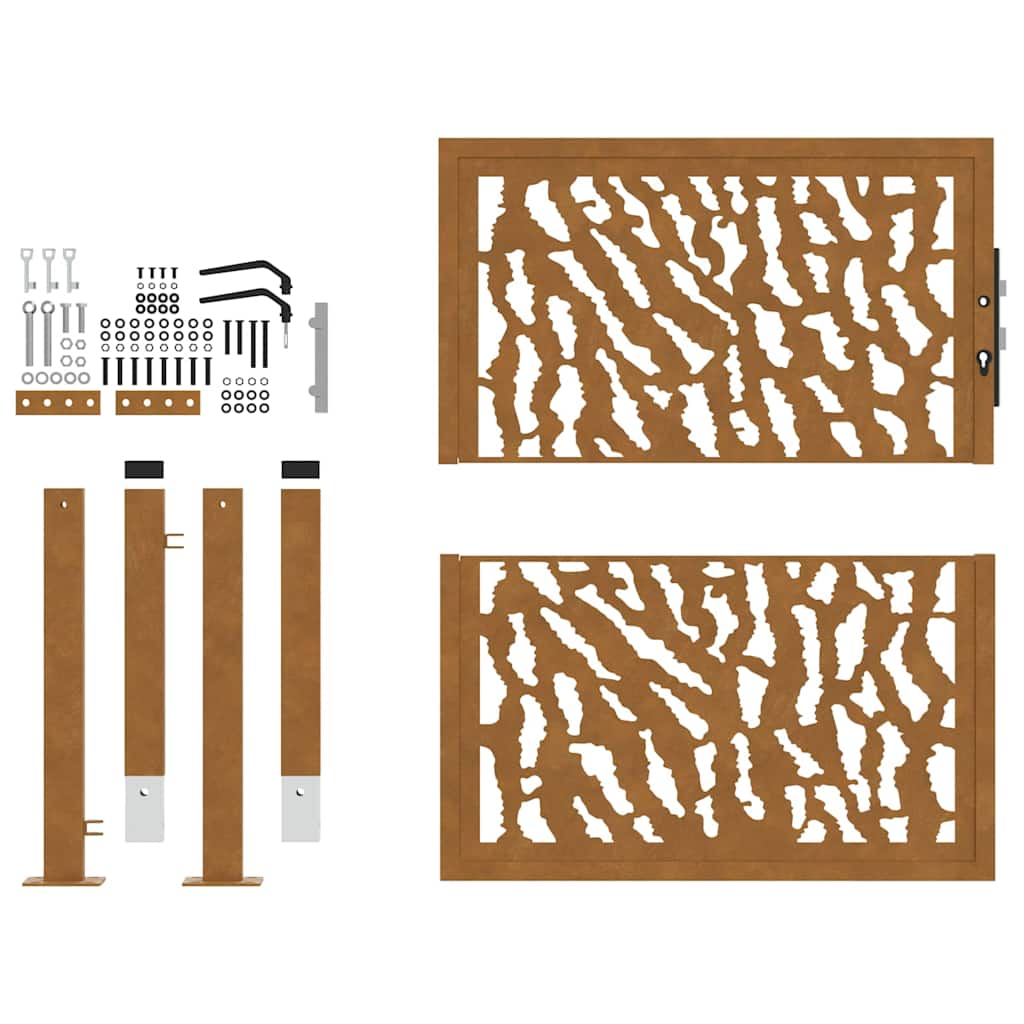 Cancello da Giardino 105x105 cm Acciaio Corten Design a Traccia 4100984