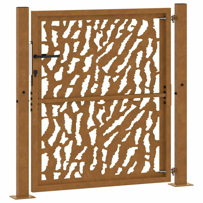 vidaXL Cancello da Giardino 105x105 cm Acciaio Corten Design a Traccia