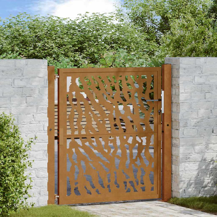 Cancello da Giardino 105x105 cm Acciaio Corten Design a Traccia 4100984