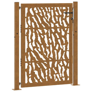 vidaXL Cancello da Giardino 105x130 cm Acciaio Corten Design a Traccia