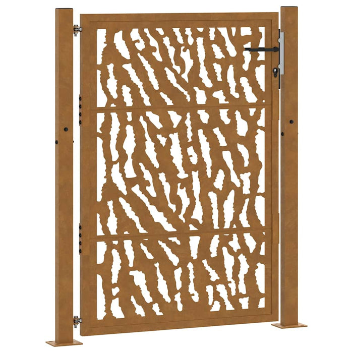vidaXL Cancello da Giardino 105x130 cm Acciaio Corten Design a Traccia