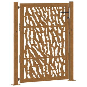 Cancello da Giardino 105x130 cm Acciaio Corten Design a Traccia 4100985