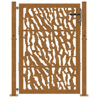 Cancello da Giardino 105x130 cm Acciaio Corten Design a Traccia 4100985