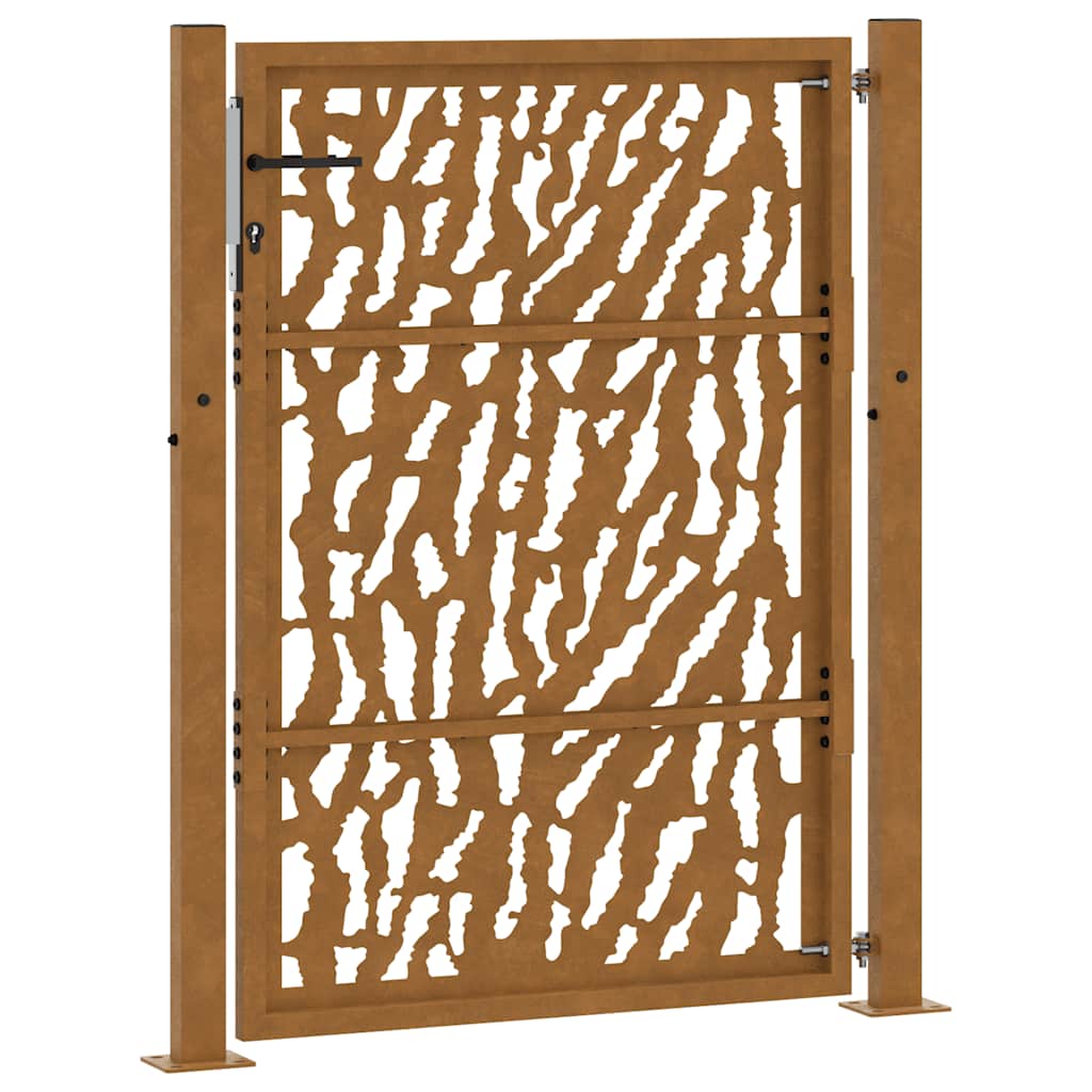 vidaXL Cancello da Giardino 105x130 cm Acciaio Corten Design a Traccia