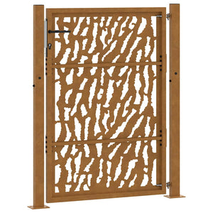 Cancello da Giardino 105x130 cm Acciaio Corten Design a Traccia 4100985