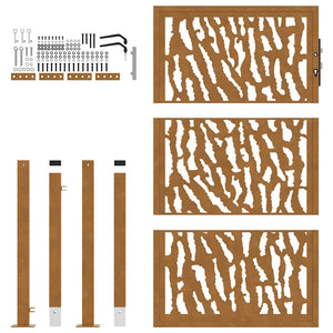 vidaXL Cancello da Giardino 105x155 cm Acciaio Corten Design a Traccia